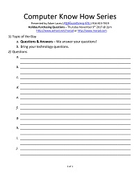 Holiday Purchasing Questions Handout